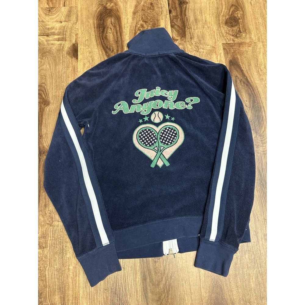 Vintage Y2K Juicy Couture Tennis Juicy Anyone Racquet Velour Track Jacket - Picture 5 of 9